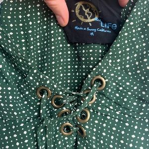 Blue Life Gia Lace Up Polka Dot Mini Dress